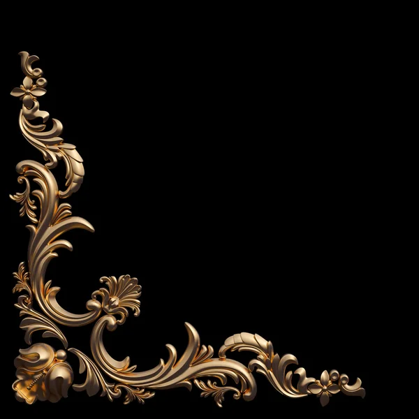 Gold ornament on a black background — Stock Photo, Image