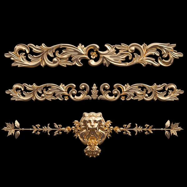 Ornamento in oro su sfondo nero — Foto Stock