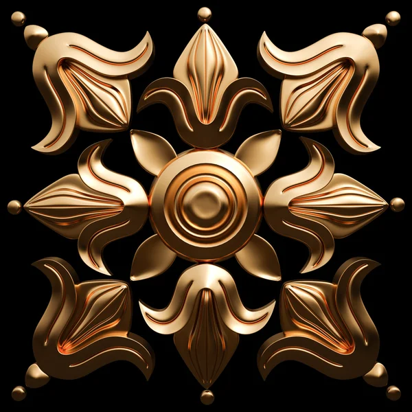 Siyah bir zemin üzerine altın süsleme