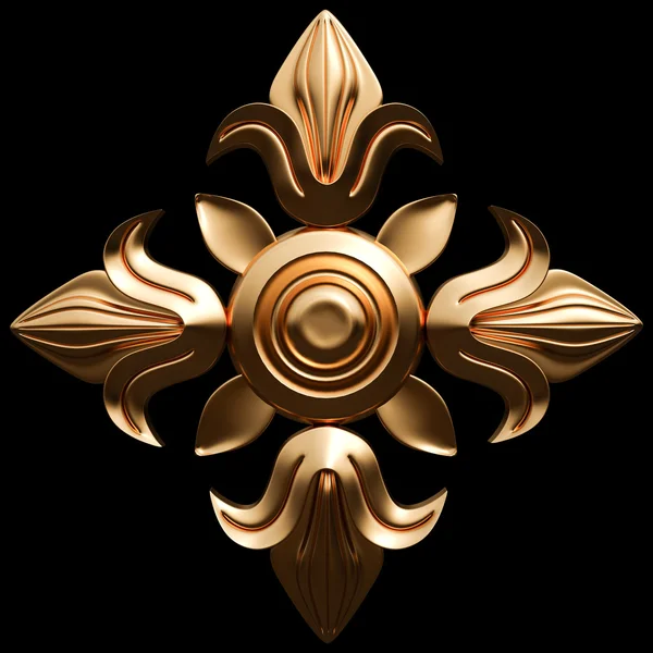 Gold ornament on a black background — Stock Photo, Image