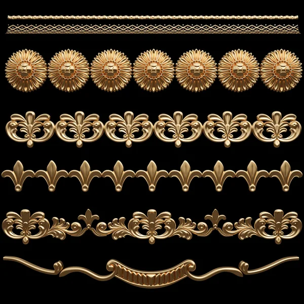 Ornamento de ouro em um fundo preto — Fotografia de Stock