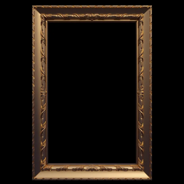 Gouden frame. Geïsoleerd op zwarte achtergrond — Stockfoto
