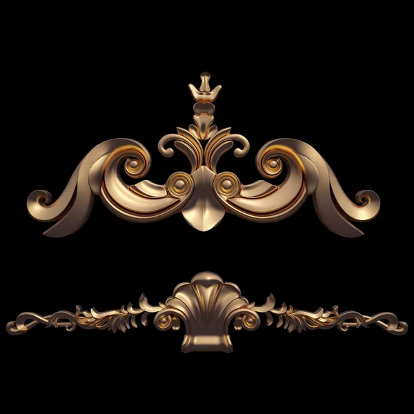 Ornamento d'oro. isolato su sfondo bianco — Foto Stock