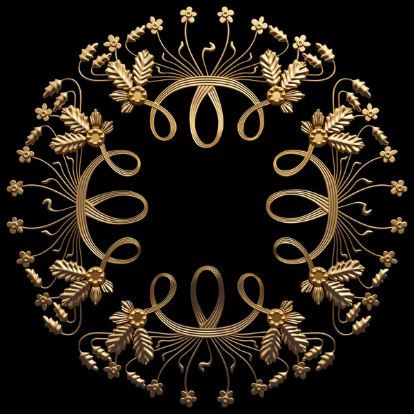 Золотий орнамент на чорному тлі Стокове Фото