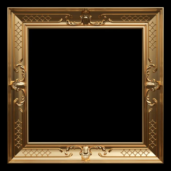 Gouden frame. Geïsoleerd op zwarte achtergrond Stockfoto