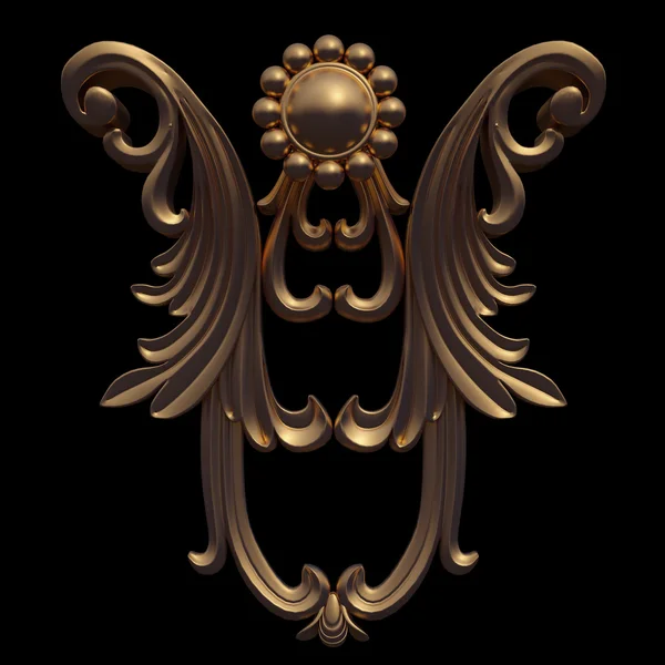 Ornamento d'oro. isolato su sfondo bianco Immagini Stock Royalty Free