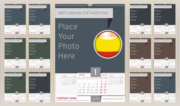 Pared Calendario mensual — Vector de stock