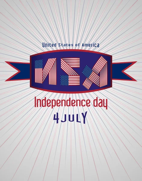 Полосатый лейбл USA for Independence Day 4th of July . — стоковый вектор