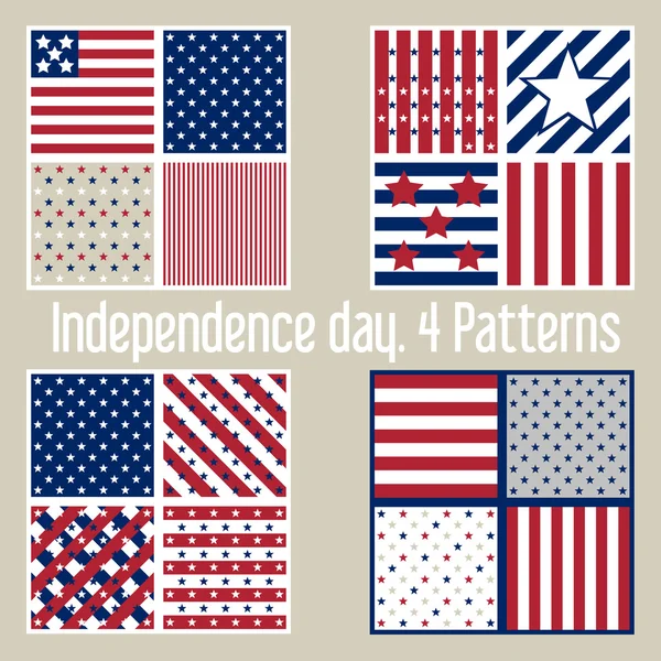 Набор звездных и полосатых узоров ко Дню Независимости — стоковый вектор