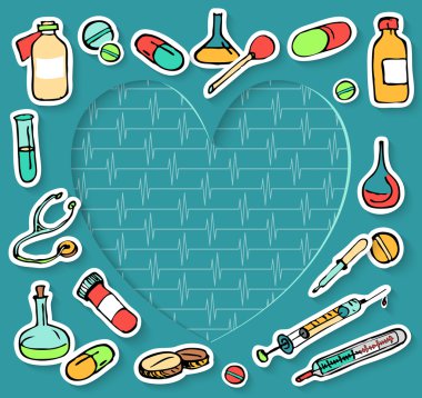 Renkli doodle doktor simgeler kümesi