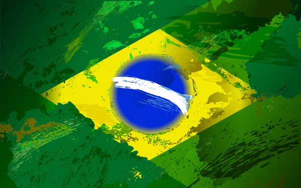 Флаг Бразилии с гранж-текстурой — стоковый вектор