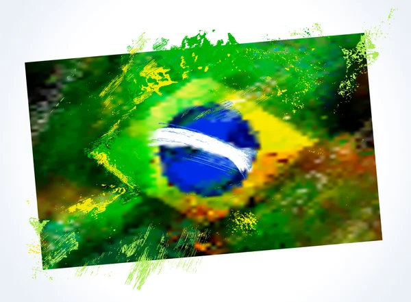 Bandeira do Brasil com textura grunge — Vetor de Stock