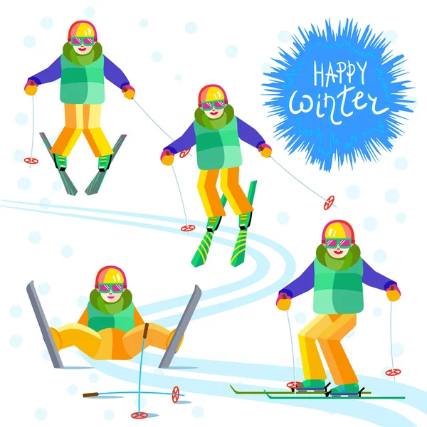 Skifahren und Spaß — Stockvektor