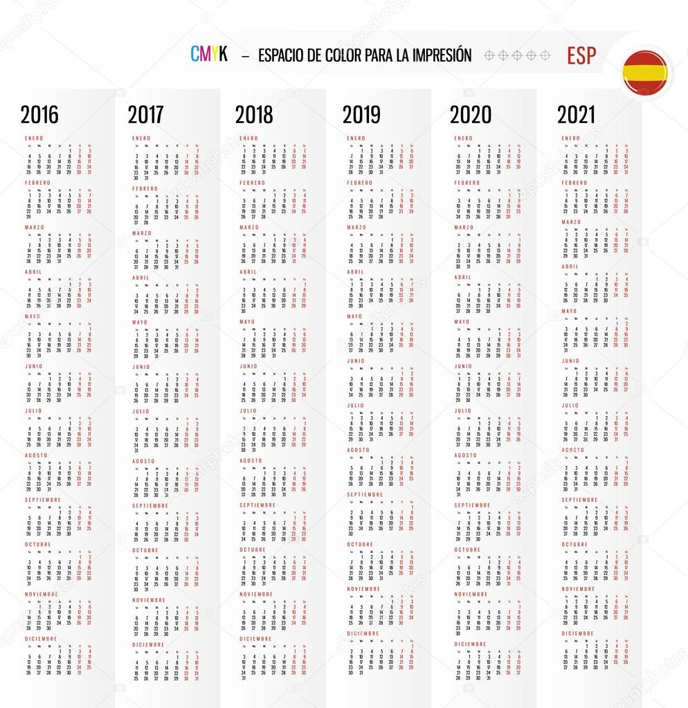 Calendar Set in Spanish vector Set week starts monday