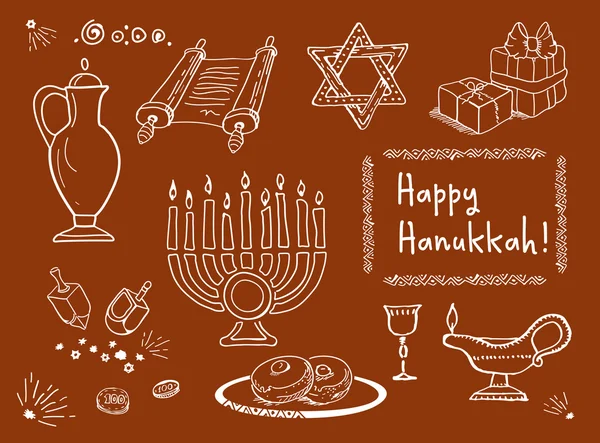 Παραδοσιακό εβραϊκό διακοπές Hanukkah Χανουκά — Διανυσματικό Αρχείο