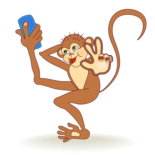 Scimmia fare selfie — Vettoriale Stock