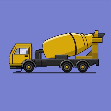 Çimento karıştırıcı kamyonu. Özel nakliye. Vektör İllüstrasyonu
