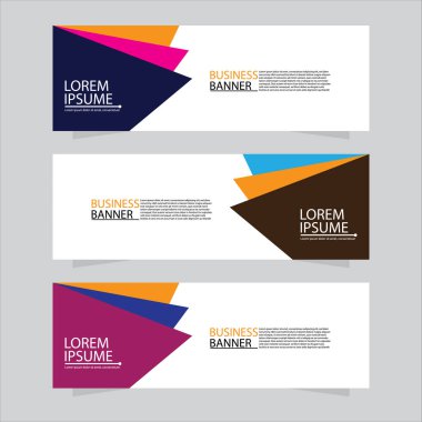 Vektör tasarım web pankartı şablonu. Web Tasarım Elementleri - Başlık Tasarımı. Gri arkaplan üzerine soyut geometrik web afişi şablonu. Modern pankart.