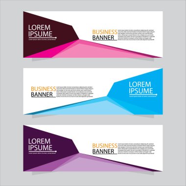 Vektör tasarım web pankartı şablonu. Web Tasarım Elementleri - Başlık Tasarımı. Gri arkaplan üzerine soyut geometrik web afişi şablonu. Modern pankart.