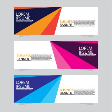 Vektör tasarım web pankartı şablonu. Web Tasarım Elementleri - Başlık Tasarımı. Gri arkaplan üzerine soyut geometrik web afişi şablonu. Modern pankart.