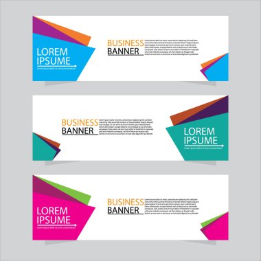 Vektör tasarım web pankartı şablonu. Web Tasarım Elementleri - Başlık Tasarımı. Gri arkaplan üzerine soyut geometrik web afişi şablonu. Modern pankart.