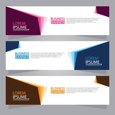 Vektör tasarım web pankartı şablonu. Web Tasarım Elementleri - Başlık Tasarımı. Gri arkaplan üzerine soyut geometrik web afişi şablonu. Modern pankart.