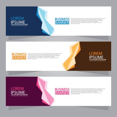 Vektör tasarım web pankartı şablonu. Web Tasarım Elementleri - Başlık Tasarımı. Gri arkaplan üzerine soyut geometrik web afişi şablonu. Modern pankart.