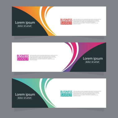 Vektör tasarım web pankartı şablonu. Web Tasarım Elementleri - Başlık Tasarımı. Gri arkaplan üzerine soyut geometrik web afişi şablonu. Modern pankart.