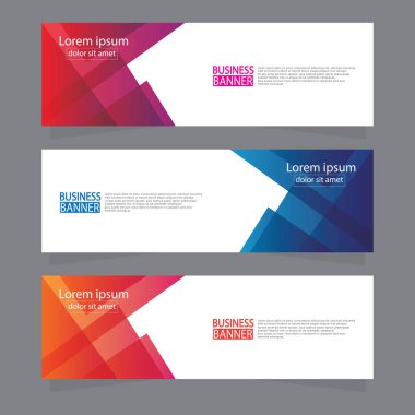 Vektör tasarım web pankartı şablonu. Web Tasarım Elementleri - Başlık Tasarımı. Gri arkaplan üzerine soyut geometrik web afişi şablonu. Modern pankart.