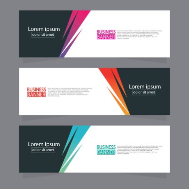 Vektör tasarım web pankartı şablonu. Web Tasarım Elementleri - Başlık Tasarımı. Gri arkaplan üzerine soyut geometrik web afişi şablonu. Modern pankart.