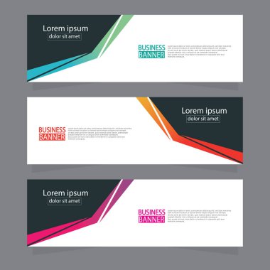 Vektör tasarım web pankartı şablonu. Web Tasarım Elementleri - Başlık Tasarımı. Gri arkaplan üzerine soyut geometrik web afişi şablonu. Modern pankart.