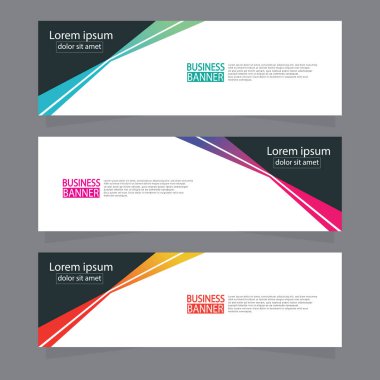 Vektör tasarım web pankartı şablonu. Web Tasarım Elementleri - Başlık Tasarımı. Gri arkaplan üzerine soyut geometrik web afişi şablonu. Modern pankart.