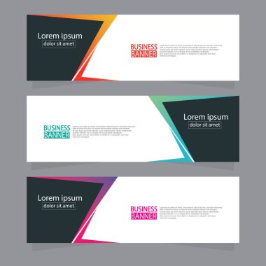 Vektör tasarım web pankartı şablonu. Web Tasarım Elementleri - Başlık Tasarımı. Gri arkaplan üzerine soyut geometrik web afişi şablonu. Modern pankart.