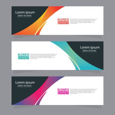 Vektör tasarım web pankartı şablonu. Web Tasarım Elementleri - Başlık Tasarımı. Gri arkaplan üzerine soyut geometrik web afişi şablonu. Modern pankart.