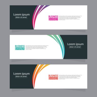 Vektör tasarım web pankartı şablonu. Web Tasarım Elementleri - Başlık Tasarımı. Gri arkaplan üzerine soyut geometrik web afişi şablonu. Modern pankart.