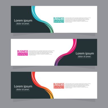 Vektör tasarım web pankartı şablonu. Web Tasarım Elementleri - Başlık Tasarımı. Gri arkaplan üzerine soyut geometrik web afişi şablonu. Modern pankart.