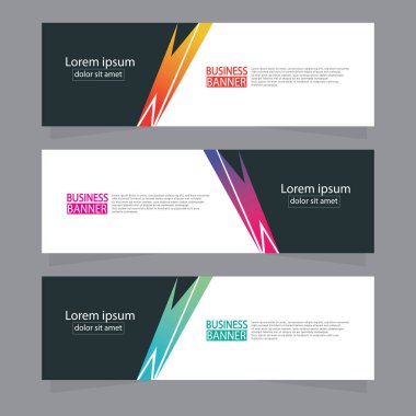 Vektör tasarım web pankartı şablonu. Web Tasarım Elementleri - Başlık Tasarımı. Gri arkaplan üzerine soyut geometrik web afişi şablonu. Modern pankart.