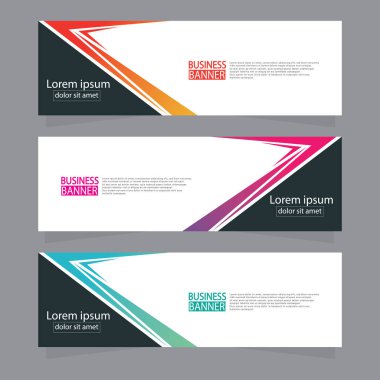 Vektör tasarım web pankartı şablonu. Web Tasarım Elementleri - Başlık Tasarımı. Gri arkaplan üzerine soyut geometrik web afişi şablonu. Modern pankart.