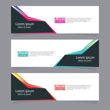 Vektör tasarım web pankartı şablonu. Web Tasarım Elementleri - Başlık Tasarımı. Gri arkaplan üzerine soyut geometrik web afişi şablonu. Modern pankart.