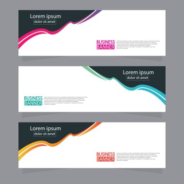 Vektör tasarım web pankartı şablonu. Web Tasarım Elementleri - Başlık Tasarımı. Gri arkaplan üzerine soyut geometrik web afişi şablonu. Modern pankart.