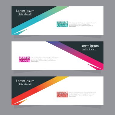Vektör tasarım web pankartı şablonu. Web Tasarım Elementleri - Başlık Tasarımı. Gri arkaplan üzerine soyut geometrik web afişi şablonu. Modern pankart.