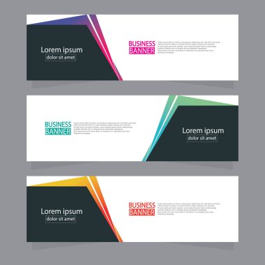 Vektör tasarım web pankartı şablonu. Web Tasarım Elementleri - Başlık Tasarımı. Gri arkaplan üzerine soyut geometrik web afişi şablonu. Modern pankart.