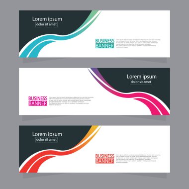 Vektör tasarım web pankartı şablonu. Web Tasarım Elementleri - Başlık Tasarımı. Gri arkaplan üzerine soyut geometrik web afişi şablonu. Modern pankart.