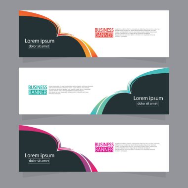 Vektör tasarım web pankartı şablonu. Web Tasarım Elementleri - Başlık Tasarımı. Gri arkaplan üzerine soyut geometrik web afişi şablonu. Modern pankart.