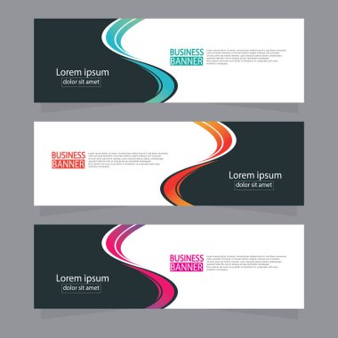 Vektör tasarım web pankartı şablonu. Web Tasarım Elementleri - Başlık Tasarımı. Gri arkaplan üzerine soyut geometrik web afişi şablonu. Modern pankart.