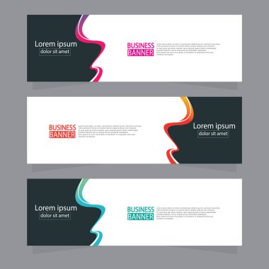 Vektör tasarım web pankartı şablonu. Web Tasarım Elementleri - Başlık Tasarımı. Gri arkaplan üzerine soyut geometrik web afişi şablonu. Modern pankart.
