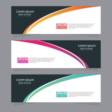 Vektör tasarım web pankartı şablonu. Web Tasarım Elementleri - Başlık Tasarımı. Gri arkaplan üzerine soyut geometrik web afişi şablonu. Modern pankart.