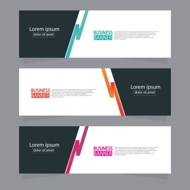 Vektör tasarım web pankartı şablonu. Web Tasarım Elementleri - Başlık Tasarımı. Gri arkaplan üzerine soyut geometrik web afişi şablonu. Modern pankart.