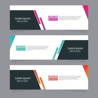 Vektör tasarım web pankartı şablonu. Web Tasarım Elementleri - Başlık Tasarımı. Gri arkaplan üzerine soyut geometrik web afişi şablonu. Modern pankart.