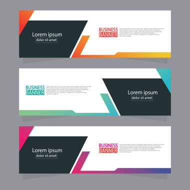 Vektör tasarım web pankartı şablonu. Web Tasarım Elementleri - Başlık Tasarımı. Gri arkaplan üzerine soyut geometrik web afişi şablonu. Modern pankart.
